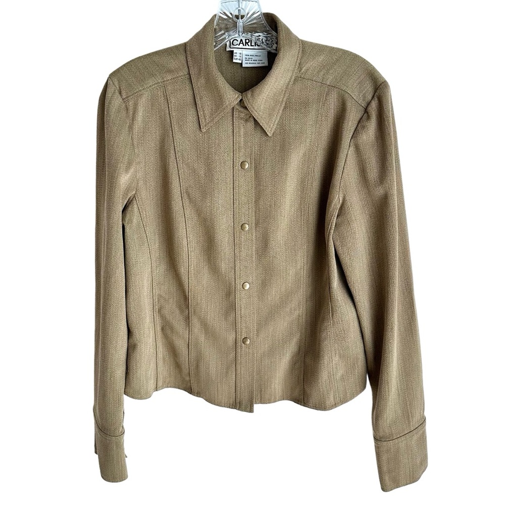 Carlisle Light Brown 100% Wool Blazer Jacket Size US 10 Made in Hing Kong